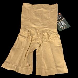 High waisted tummy control panties shapewear beige hook eye boxer briefs medium